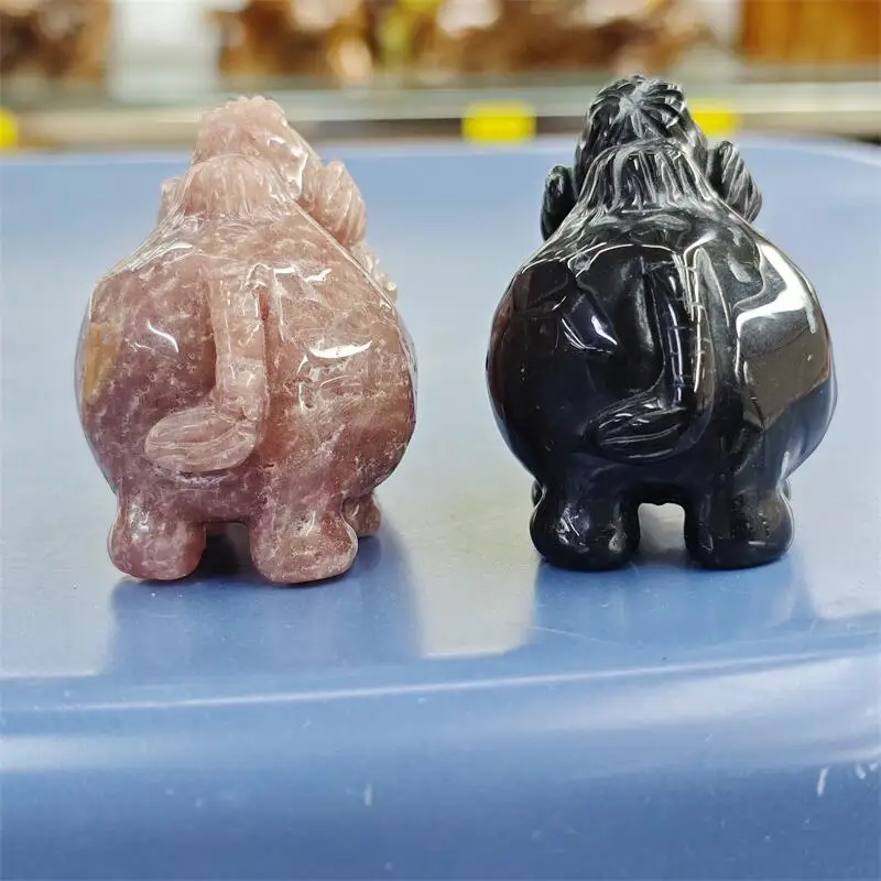 

5,7 см натуральный розовый авантюрин черный обсидиан мамонт резьба исцеление фэншуй драгоценные камни украшение дома праздничный подарок 1 шт.