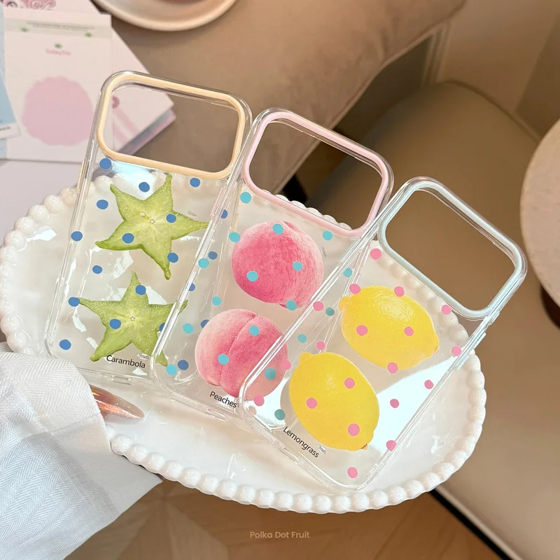 Polka Dot Fruit Pattern Double Layer Soft TPU Shockproof Anti-drop Anti-fingerprint Phone Case for iPhone 17 Pro Max