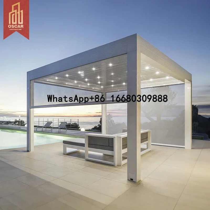 

Motorized Electric Aluminium Louvered Roof for Outdoor Garden for Sun Shade Pavilion Use