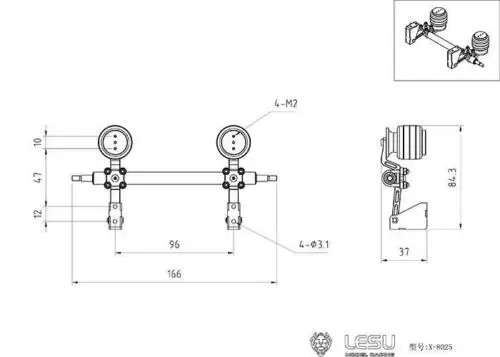 Pneumatyczne zawieszenie pneumatyczne do 1/14 RC LESU A0020 hydrauliczne ciężarówka z przyczepą Tamiyaya TH16957