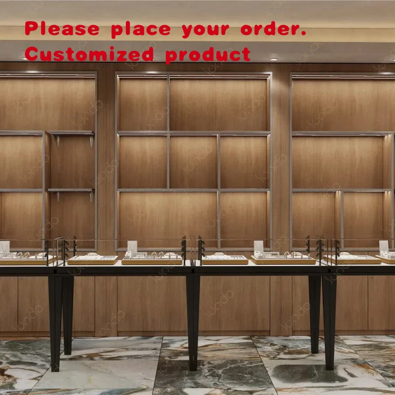 custom.Sundo Luxury Oak Glass Jewelry Wall Display Cabinet Jewellery Showcase Counter Retail Store Fixtures Custom