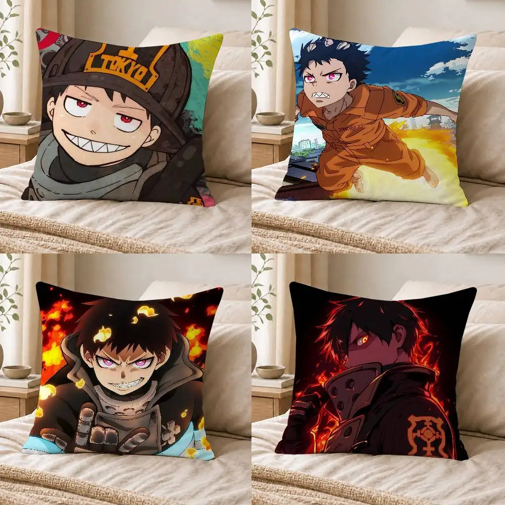 Fire Force  Double-sided Printed Square Decorative Cushion Cover for Sofa Living Room Home Decor