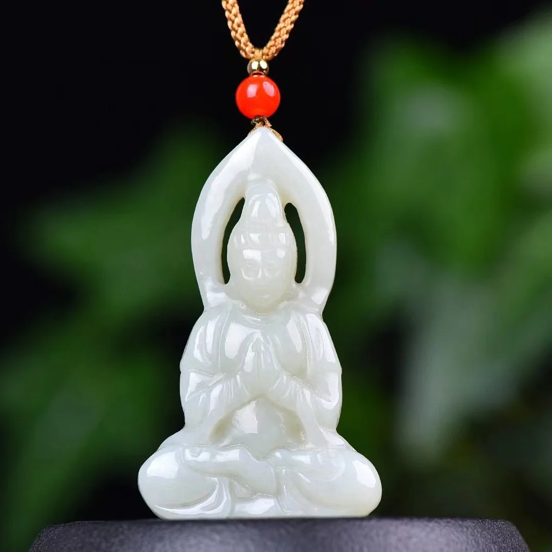 

Exquisite Hetian Jade Guanyin Pendant Jewelry 4043#