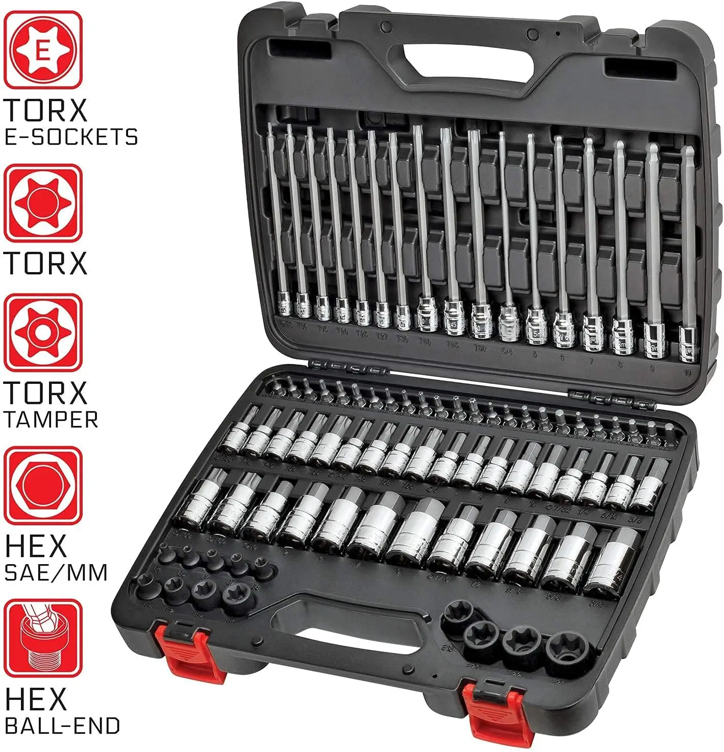 Carbyne 84 Piece Master Hex & Torx Bit Socket Set & External Torx (Etorx, Female Torx) Socket Set | S2 Steel Bits, Crv Steel