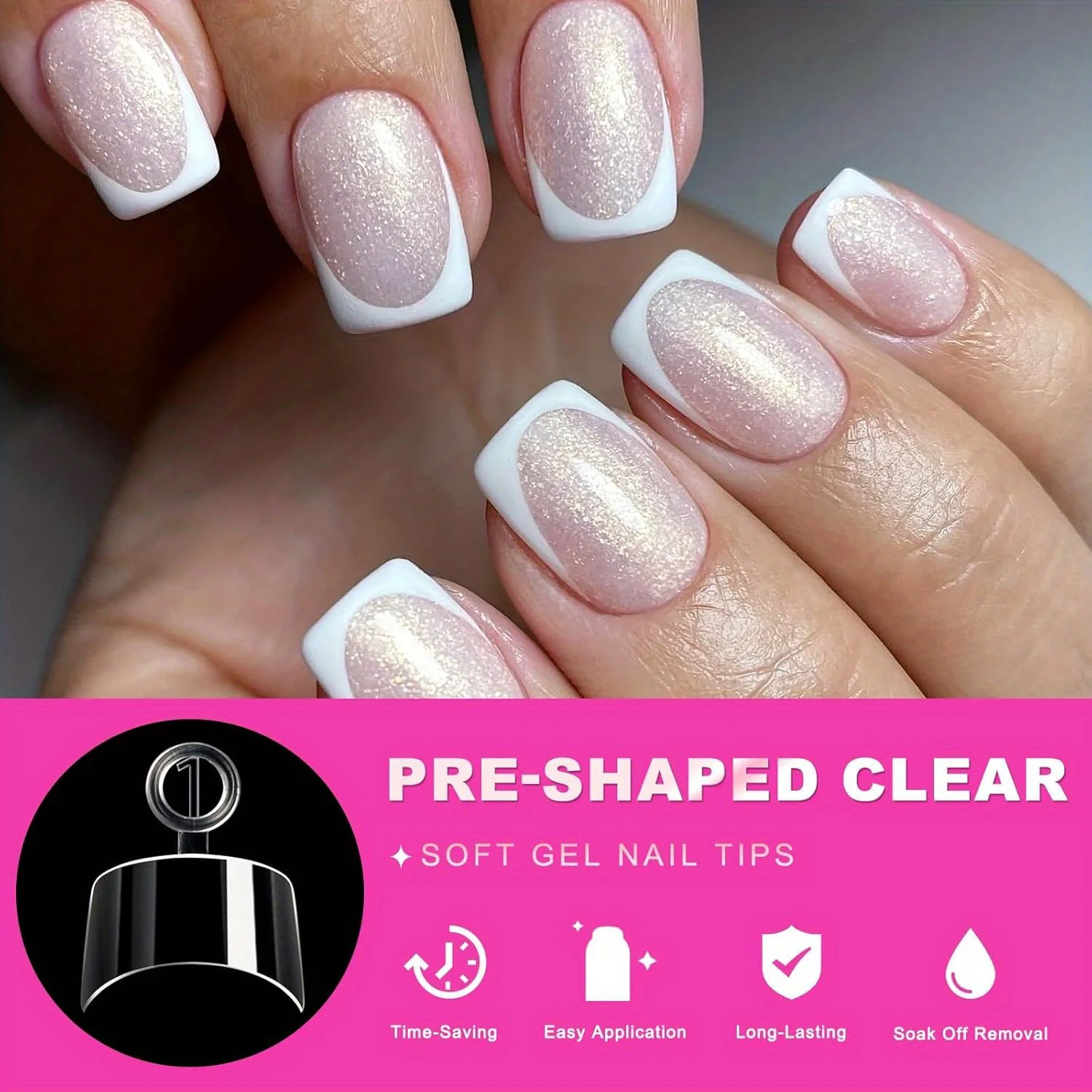 600 punte per unghie acriliche quadrate extra corte trasparenti, 12 misure in scatola, finitura lucida, aspetto naturale, per nail art e salone fai da te