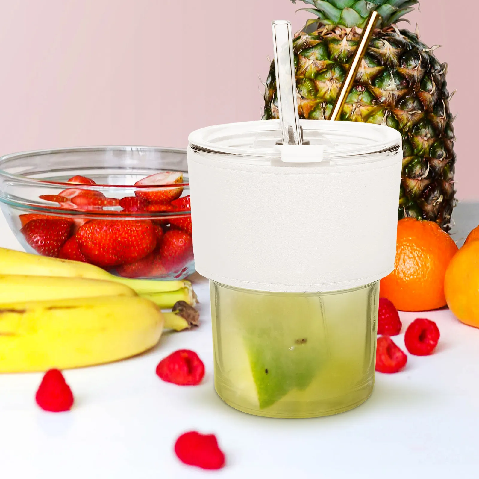 

2 шт. стеклянные бутылки для сока, стаканы для воды с трубочкой, многоразовые стаканы для молока, кофе, чая, стаканы для напитков для дома и офиса, стеклянные стаканы