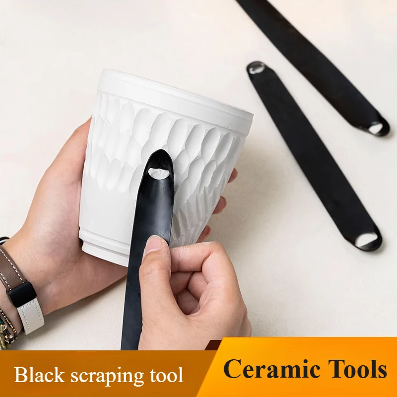

Black Double-Headed Clay Scraper & Carving Knife, Multi-use Pottery Tool for Texturing, Shaping and Trimming
