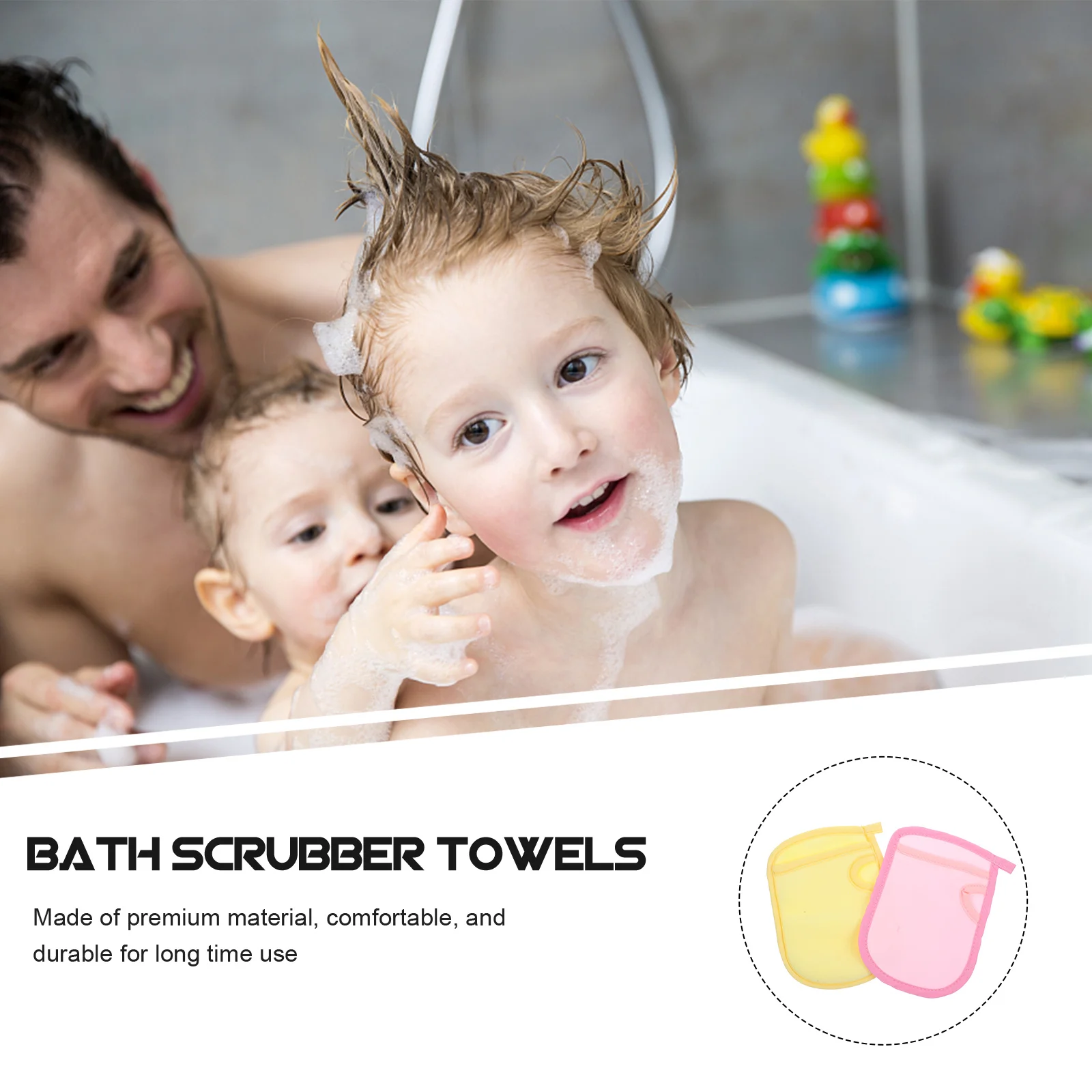 

2pcs Bath Gloves For Kids Pure Color Baby Bath Scrubber Deep Cleaning Tool Soft Infant Shower Towel Lightweight Body Wipe Daily