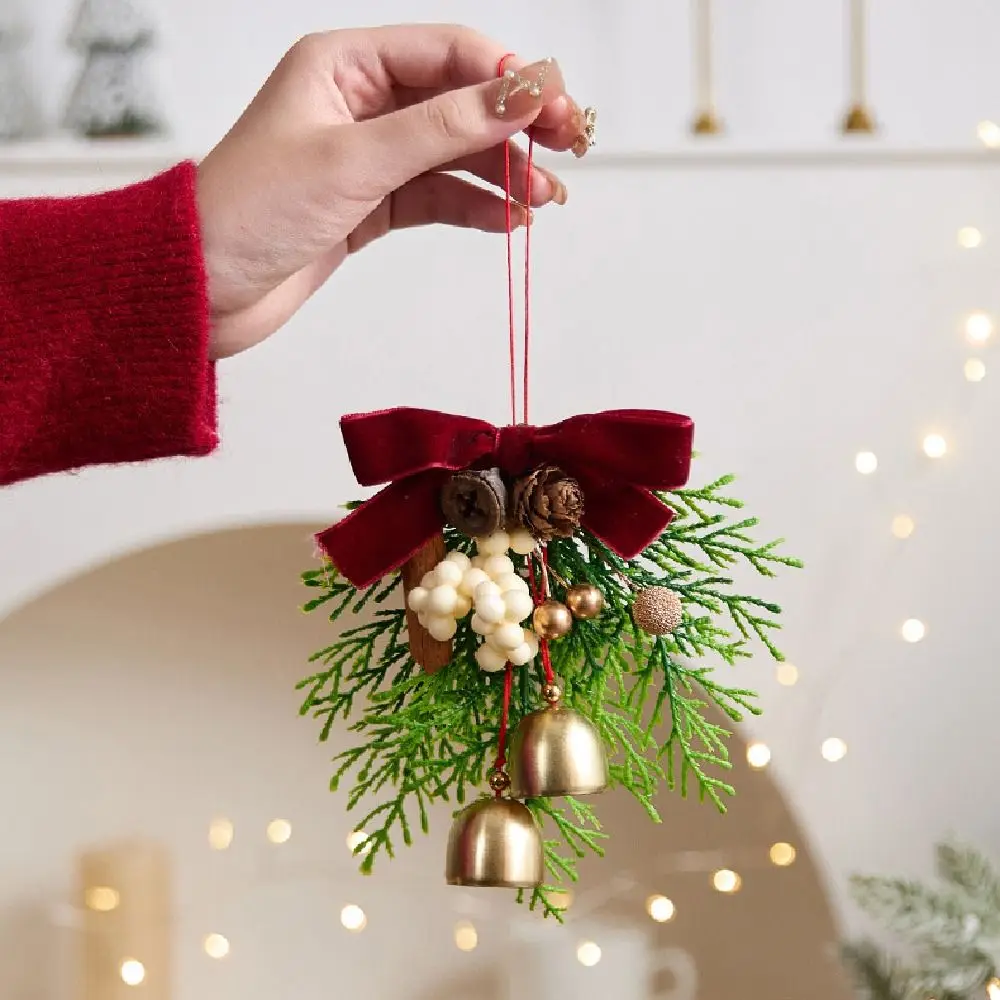 Criativo sino de natal pingente 3d veludo arco árvore de natal pingente pinho artificial som nítido natal jingle bells