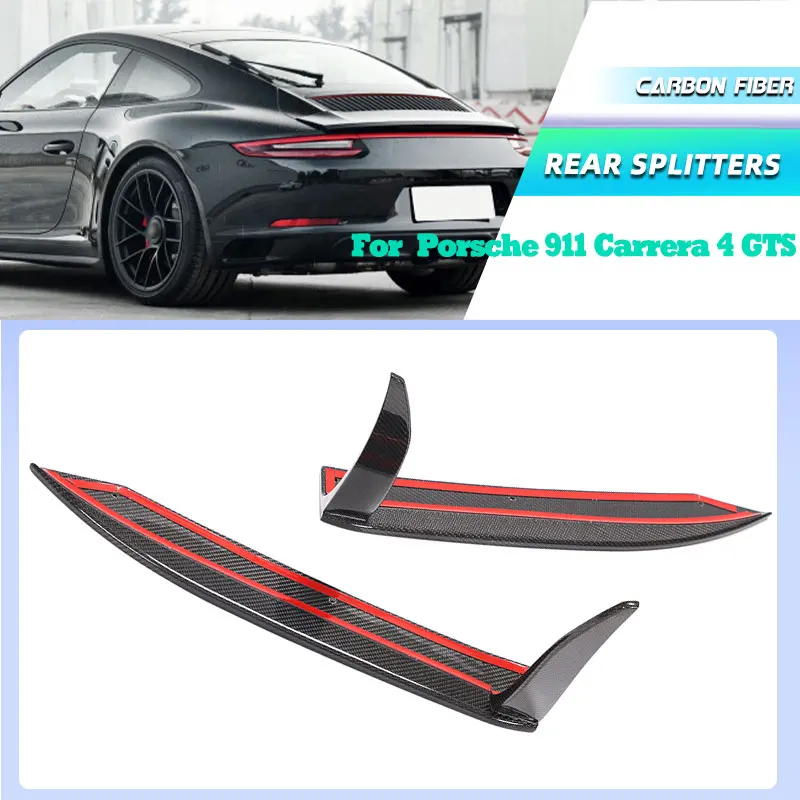 

Полностью карбоновые сплиттеры-спойлеры для заднего бампера Porsche 911 Carrera 4 GTS 2017, гоночные задние сплиттеры-канарды, комплекты обвесов