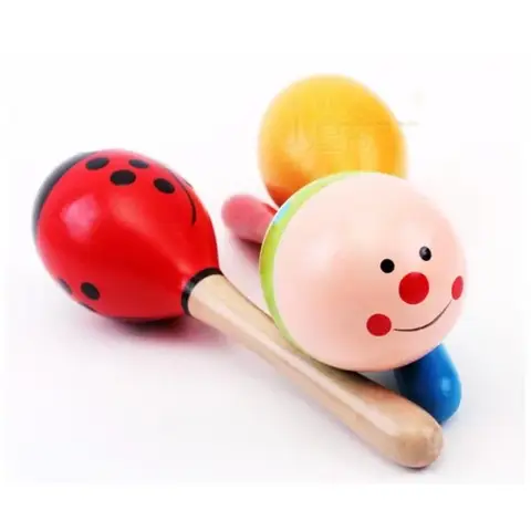 다채로운 레인보우 핸드헬드 벨 스틱 나무 타악기 장난감, 파티, 어린이 게임, 도매, 소매 악기, 신제품