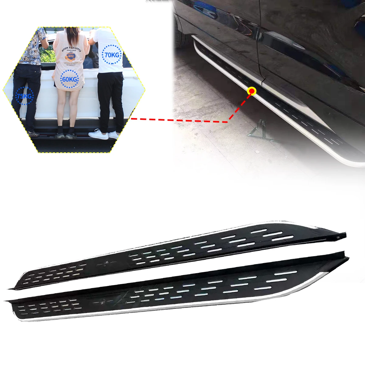 2PCS Side Step fits for Honda Ridgeline 2017 2018 2019 2020 2021 2022 2023 2024 Running Board Nerf Bars Stairs Aluminium Pedal