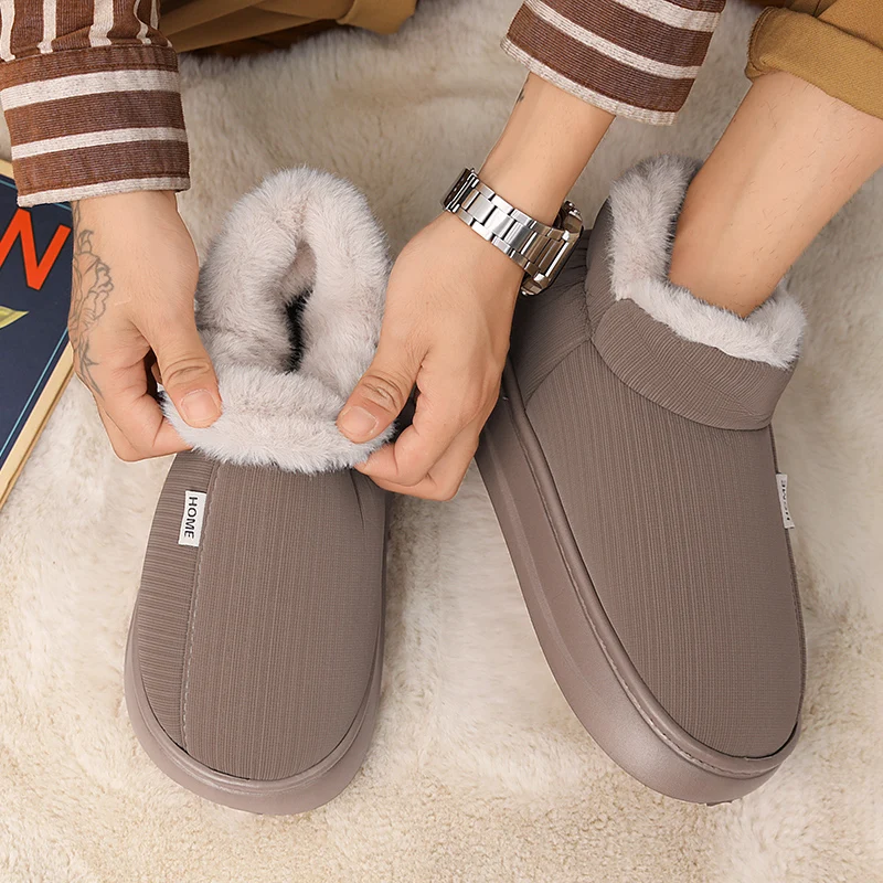 جديد الشتاء الثلوج الأحذية القطنية مع الصوف كبيرة الحجم شقة الانزلاق على نمط في الهواء الطلق الأحذية الدافئة داخلي وخارجي أحذية قطنية #4