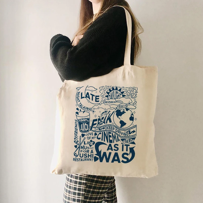 Late Little Freak Cinema As It Was Pattern Tote Bag Canvas Shoulder Bags Shopping Handbag Trendy Folding Clutch Gift for Her