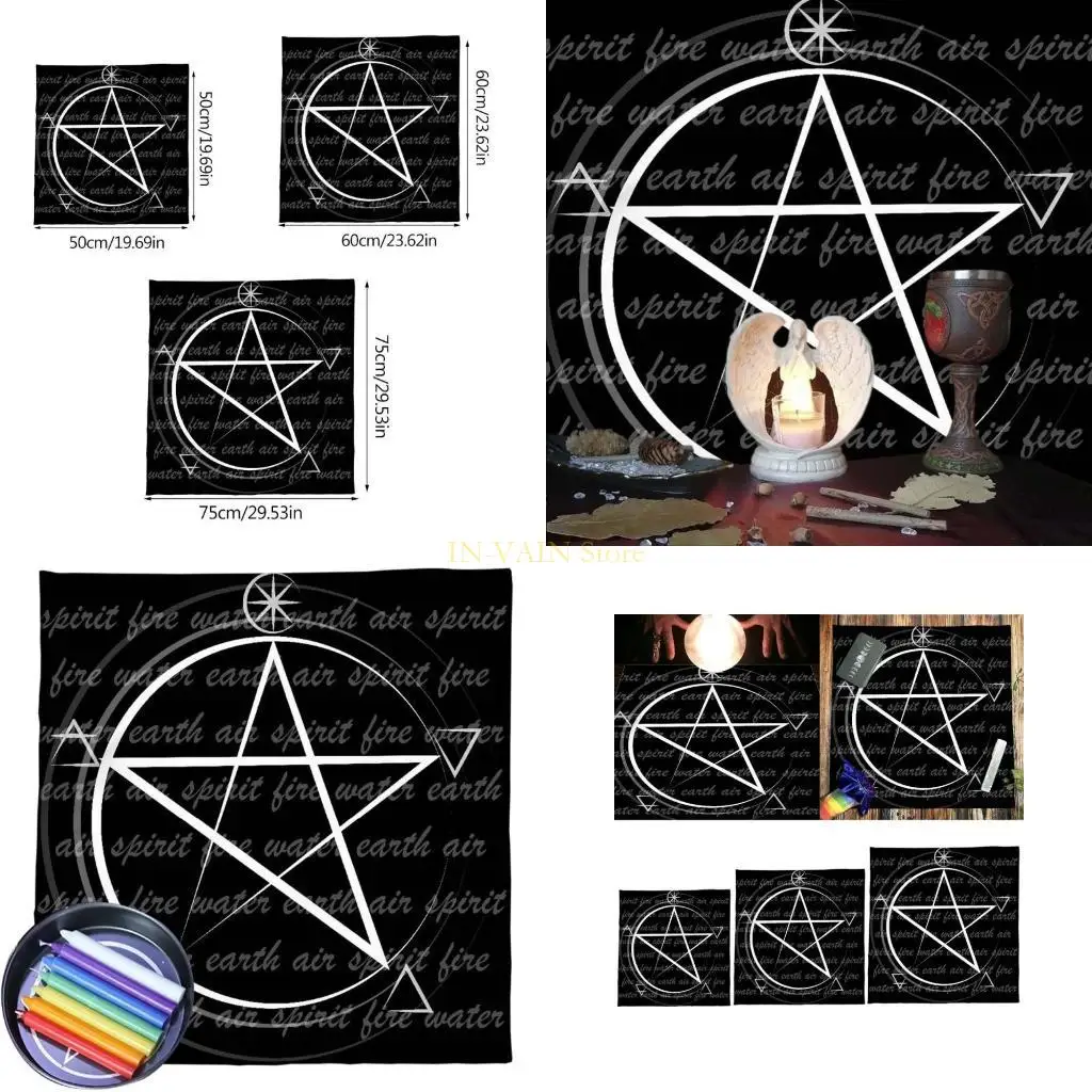 

M5TC Tarots Tablecloth Pentagrams Astrologys Altars Cloth Divinations Cards Table Cloth Tapestry Decors Witchcrafts Supply
