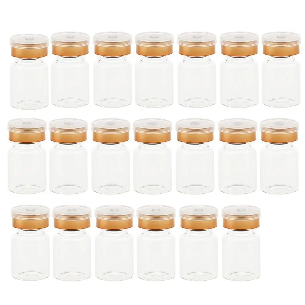 Transparent Glass Empty Bottles 5ml Sample Vials with Rubber Caps for Storing Freeze Dried Powder and Essential Oils