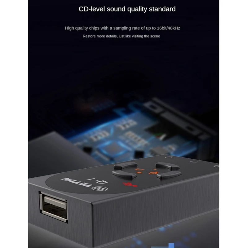 TEYUN 1Set Q1 USB7.1 External Sound Card Desktop Computer Notebook Driver-Free High Quality Game Sound Card Black