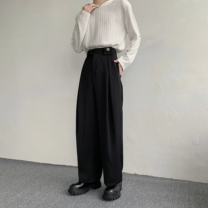 2023 New Black Suit Pants Men Fashion Social Mens Dress Pants Korean Loose Oversized Wide Leg Pants Mens Formal Trousers M-2XL