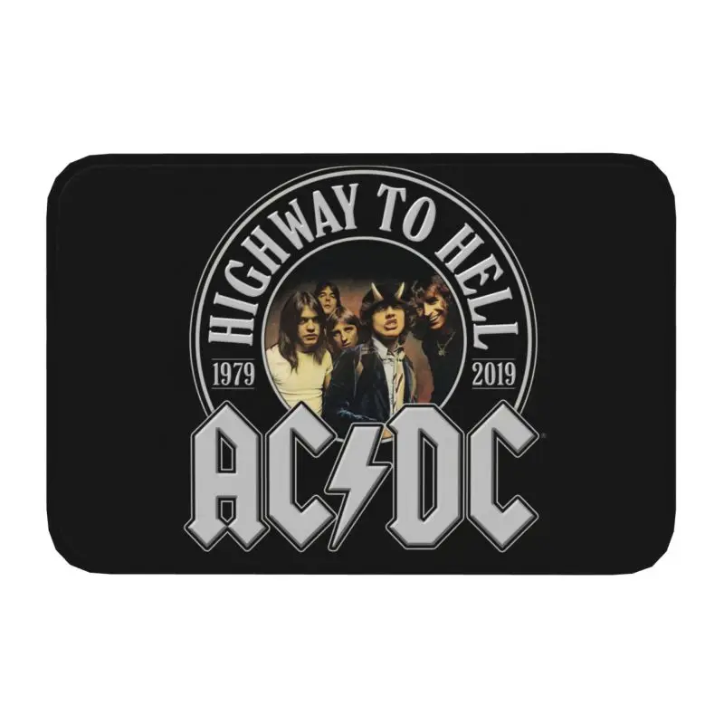 Custom Vintage Rock AC DC Doormat Non-Slip Entrance Kitchen Bath Floor Door Mats Heavy Metal Music Band Room Balcony Carpet Rug