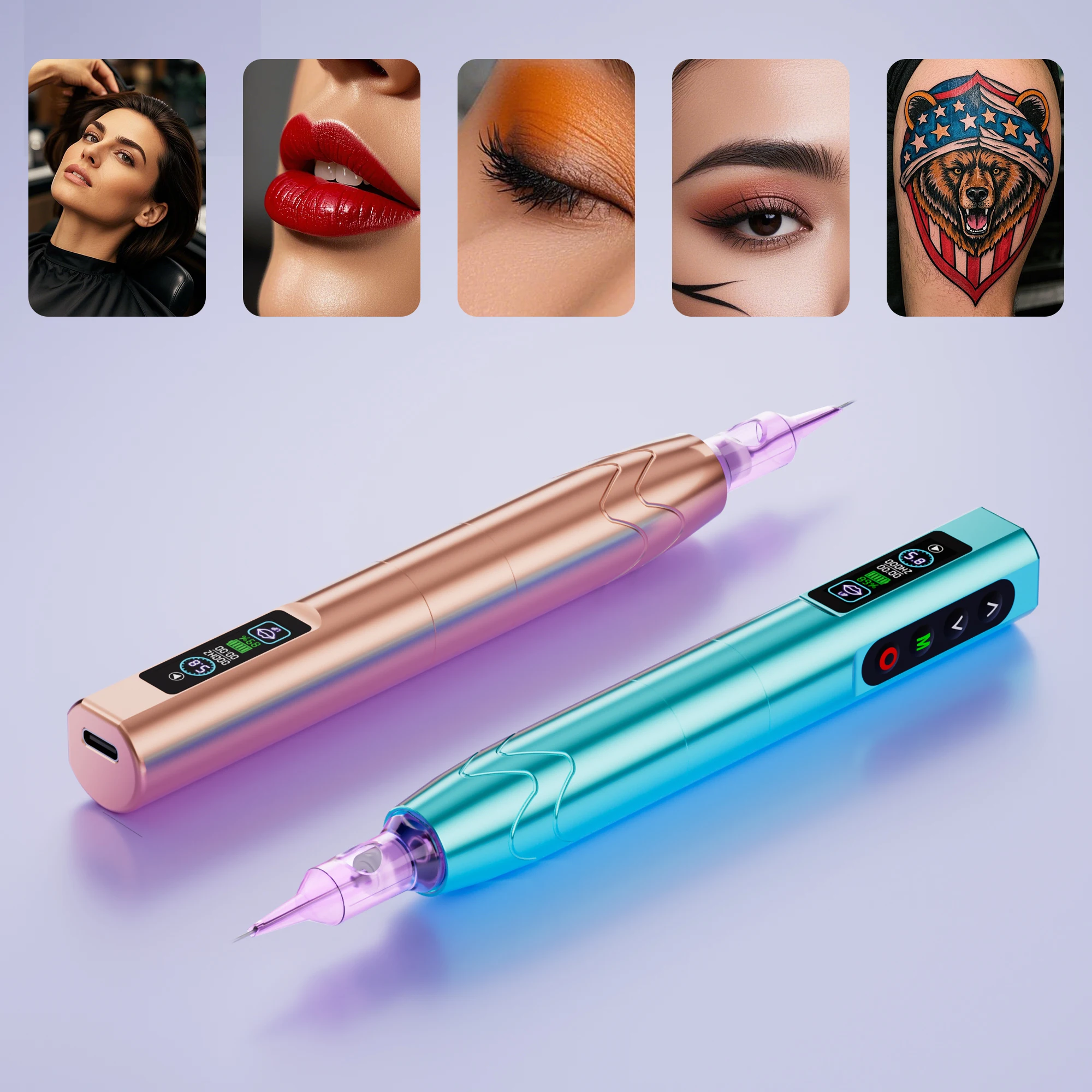 ماكينة تطريز لاسلكية متعددة الأوضاع ببطارية مزدوجة، مجموعة كاملة من الأدوات، ماكينة حواجب عائمة للشفاه