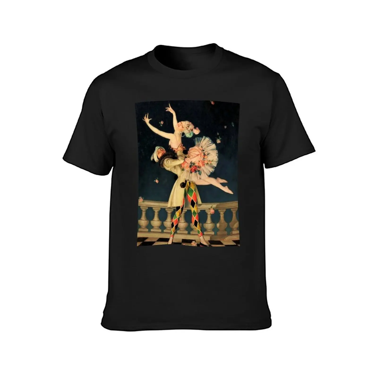 “Harlequin and Columbine” by FX Leyendecker T-Shirt customizeds summer clothes blacks hippie clothes Men's t shirts