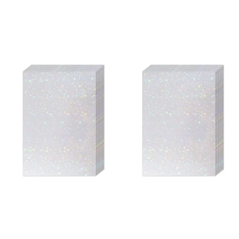 

【EFFICIENT 】72 Sheets Holographic Sticker Paper,Holographic Laminate Sheets,Clear Vinyl Sticker Sheets,11.7 X 8.3 Inches(Star)