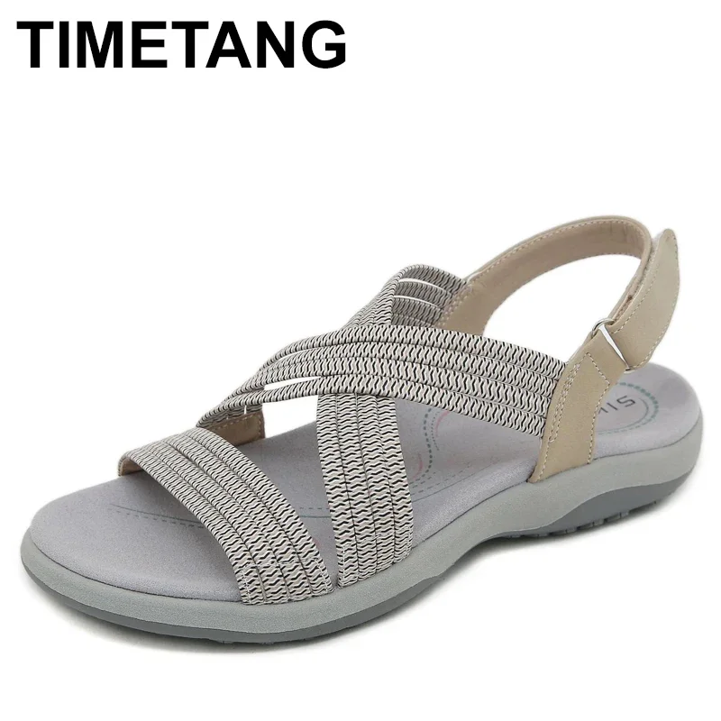 Sandalias de lavanda antideslizantes para mujer, zapatos deportivos elásticos a la moda, Punta abierta, Color sólido, ajustables y transpirables, Verano