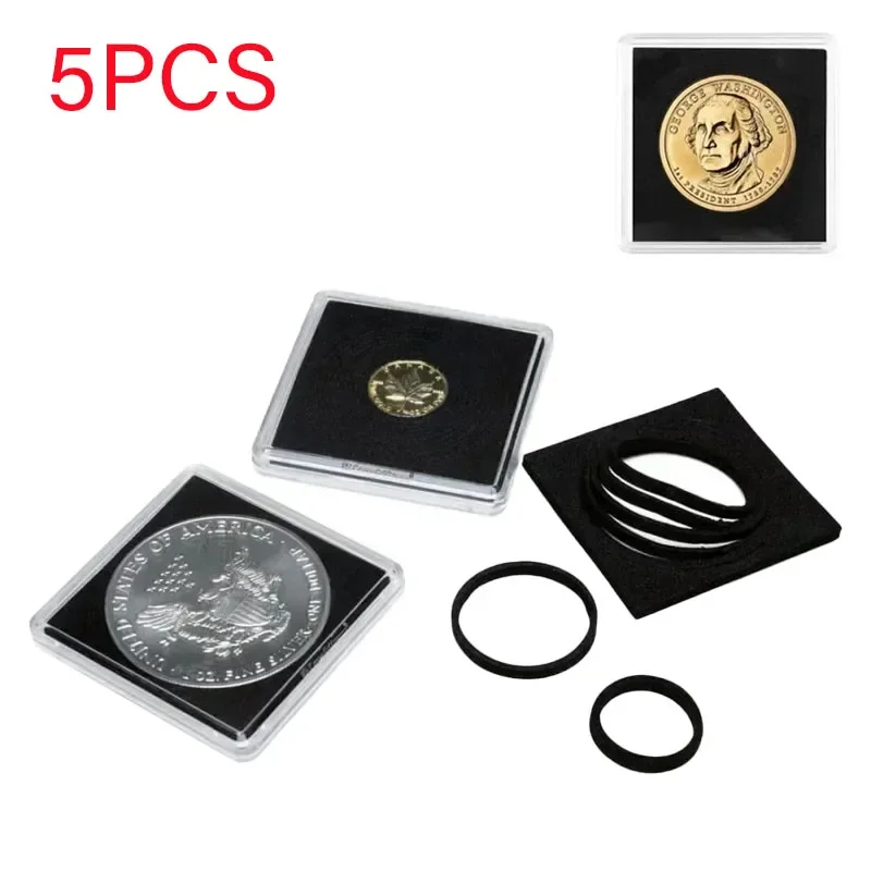 

16-40mm5Pcs Coin Collection Display Stand Acrylic Box Half Dollar Coin Storage Collection Organiser Snap Clip Silver Coin Holder