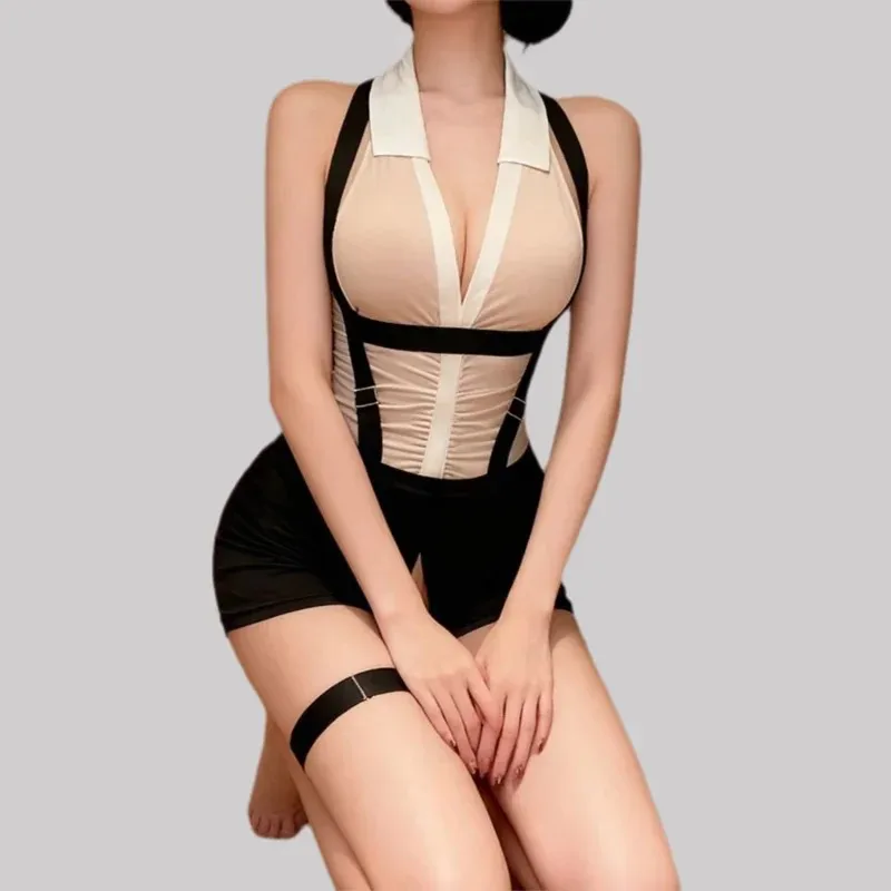 

Сексуальное полицейское эротическое белье с V-образным вырезом, открытым декольте и открытой промежностью, костюм для косплея, комплект униформы, аксессуары, горячие экзотические товары