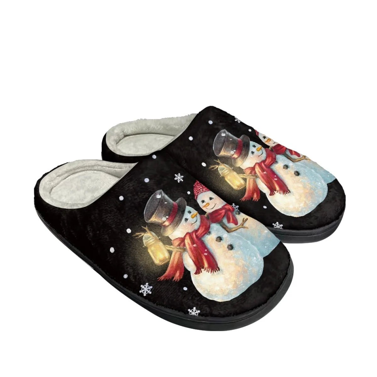 Winter House Warm Cotton Slippers Christmas Design Women's Indoor Warm Flats Footwear Dropshipping Non-Slip Couple Home Slides
