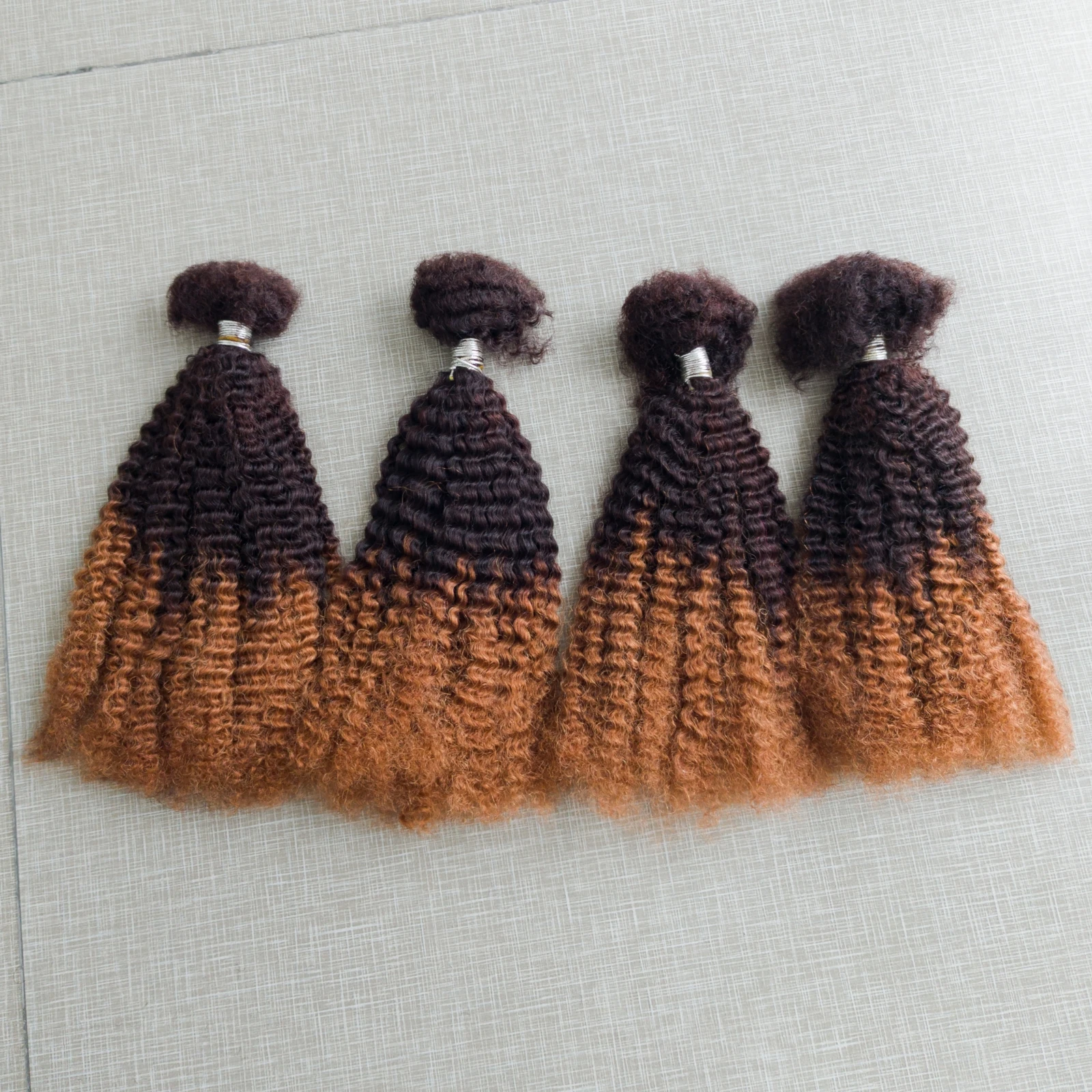 

30g/Pack Dark Ombre 4C Afro Kinky Curly Human Hair Bulk Extensions No Weft for Permanent Micro Locs/Twists/Braids/Repair Locs