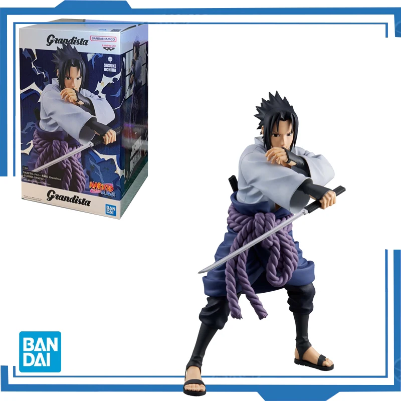 Bandai Original BANPRESTO Anime Naruto Shippuden Grandista Uchiha Sasuke PVC Action Figure Model Collectible Toys