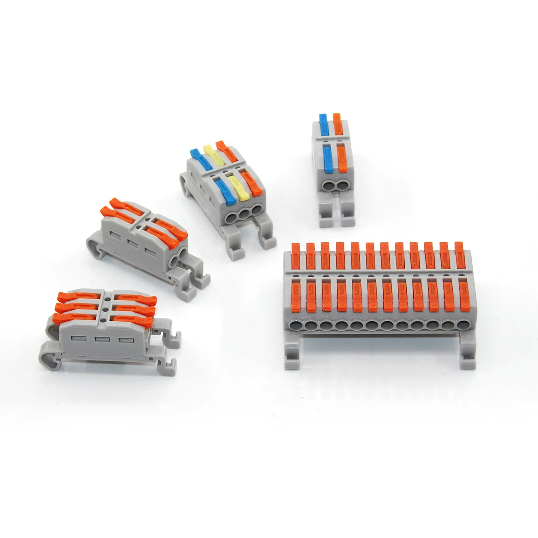 Fast Wire Electrical Connectors Din Rail Type Push-in Butt Terminal Block Universal Compact Conductor Wiring Cable