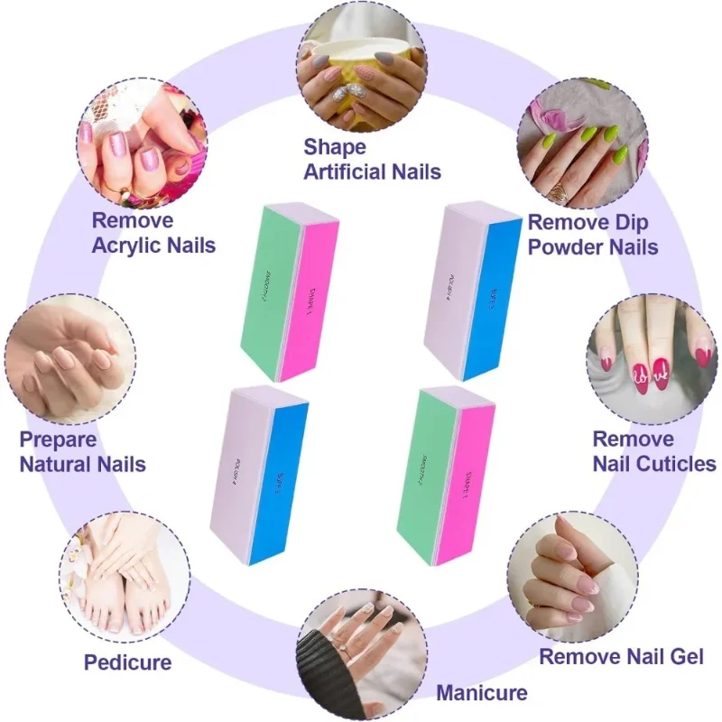 Bloco amortecedor de brilho para unhas: para unhas naturais e acrílicas, polimento suave, aumenta o brilho