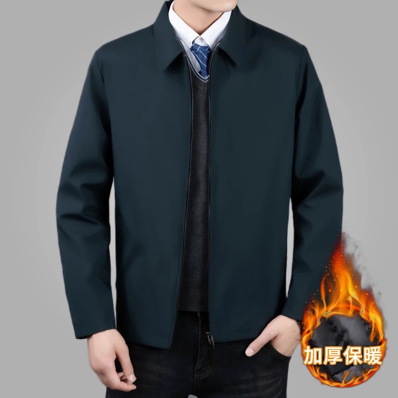 

New Cotton Padded Blazer Business Jacket Men Casual Coats Simple Middle-Aged Elderly Dad Clothes Office Outerwear Men's Jackets