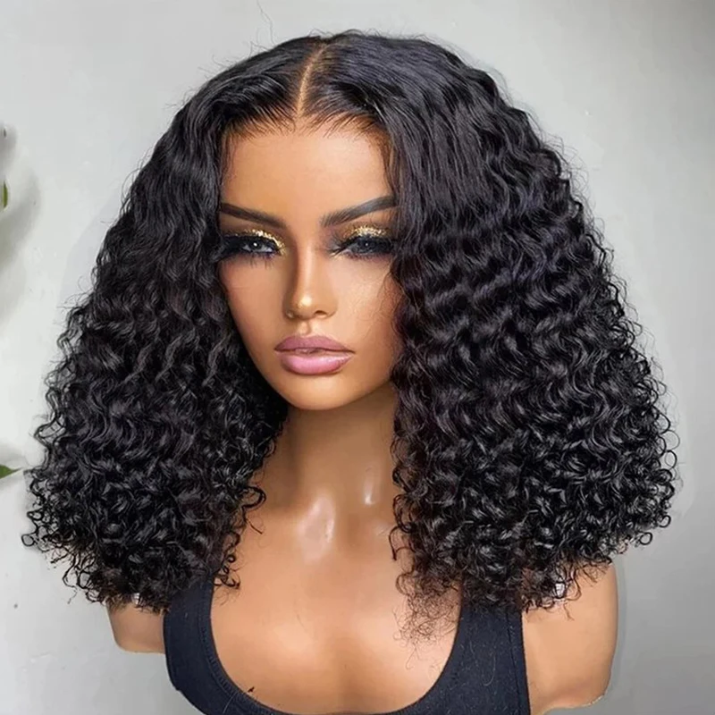 Pelucas Bob con ondas de agua 13x4, peluca rizada sin pegamento 5x5, pelucas frontales de encaje listas para cabello humano para mujeres prearrancadas