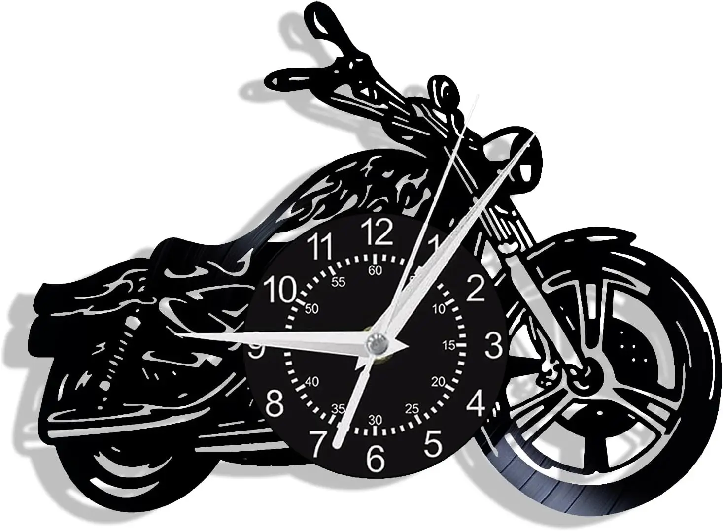 Retro Motorcycle Vinyl Record Wall Clock 7-Color LED Night Light Motorcycle Watch Home Garage Decoration Motorcycle Rider Gift