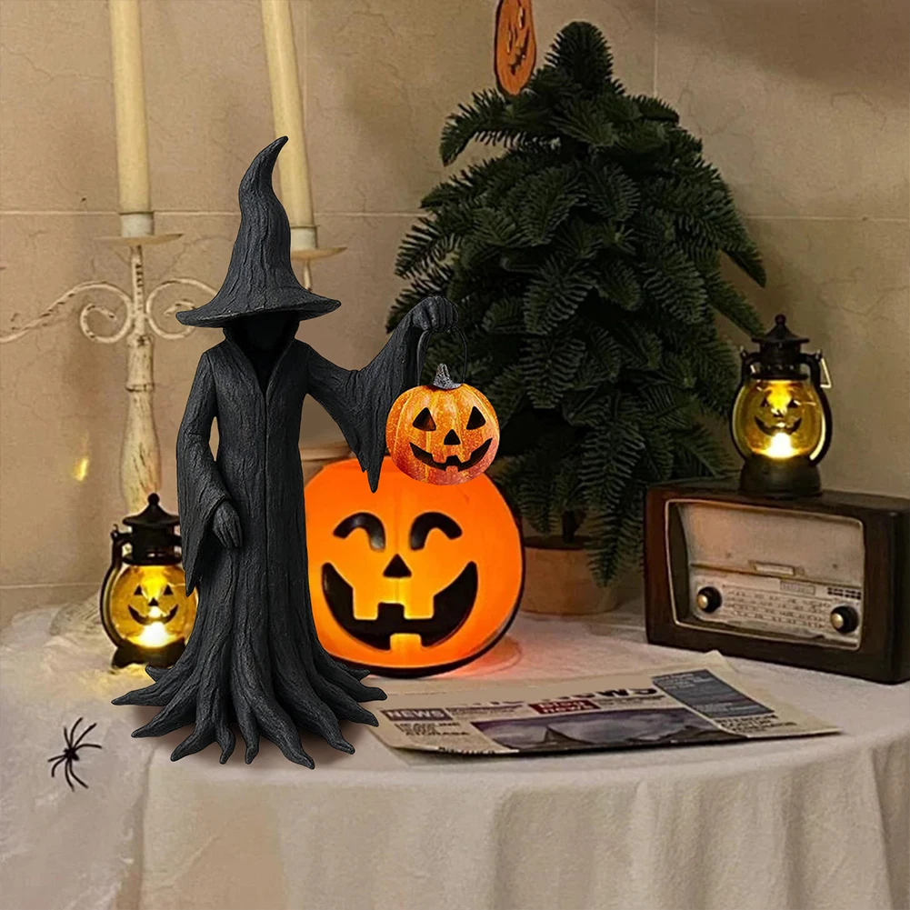 Gothic Witch Statue Halloween Cracker Barrel Witch Sculpture Retro Magician Dark Goddess Hecate Altar Figurine Desktop Ornament