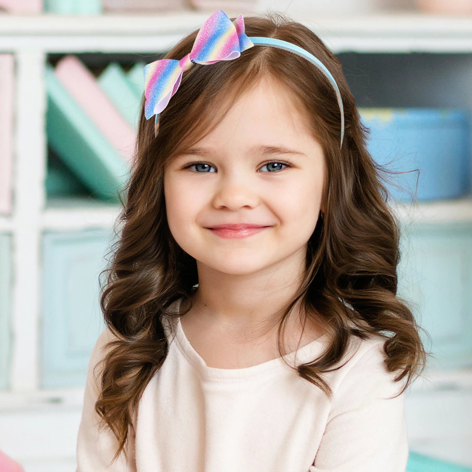 

6 Pcs Glitter Bow Headb Shiny Plastic Girls Hair Accessories Toddler Baby Girl Hairb s Sequin Bow Party Cosplay Props