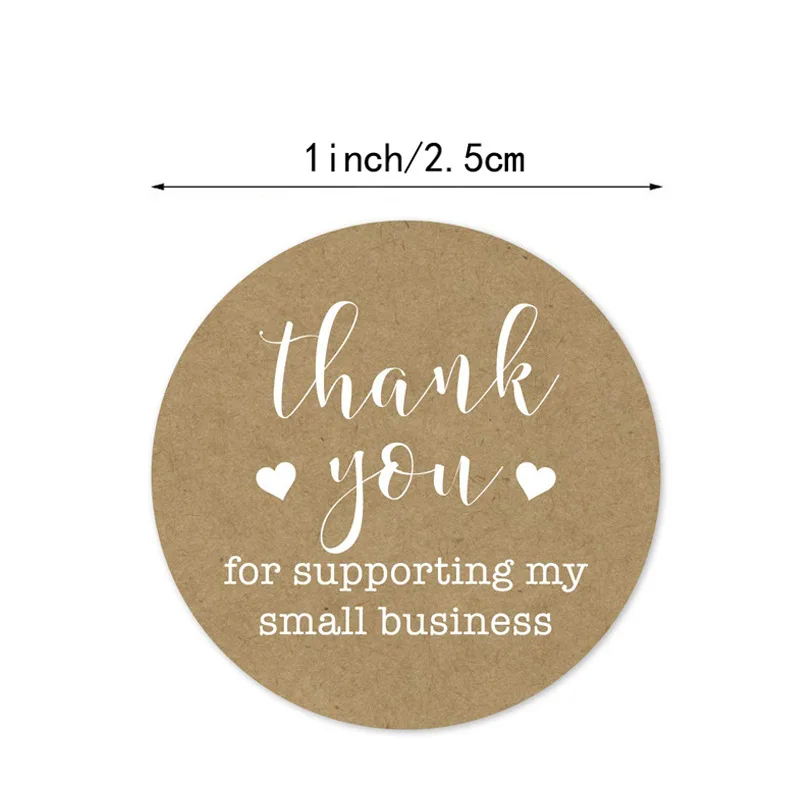 Round Kraft Paper Thank You for Supporting My Small Business Stickers 50labels/wad Sticker Cute handmade Stationery Sticker image 2