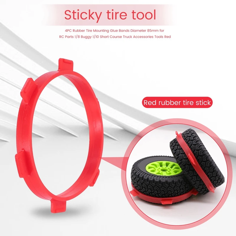 4PC Rubber Tire Mounting Glue Bands Diameter 85Mm For RC Parts 1/8 Buggy 1/10 Short Course Truck Accessories Tools