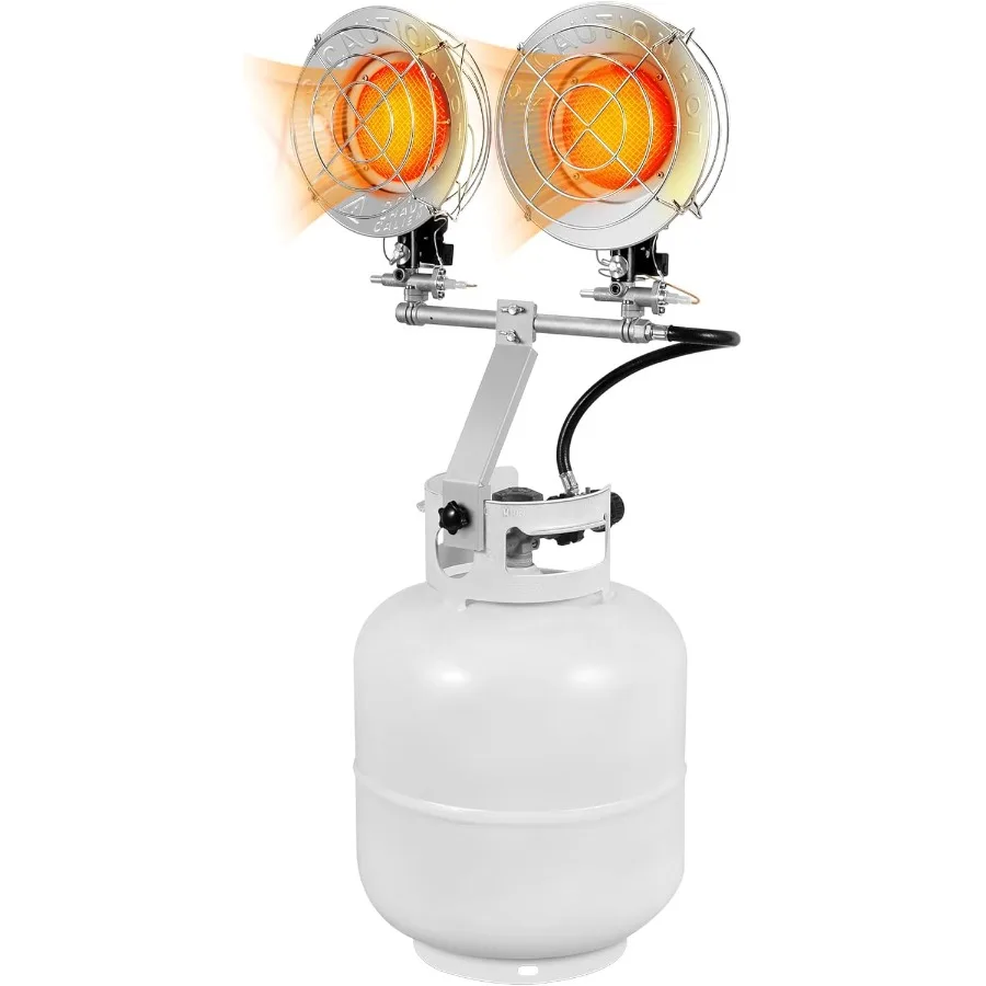 

30000 BTU Propane Tank Top Heater with Double Head Portable Outdoor Heaters with Tip-over Switch and Shut-off Valve Safe Patio