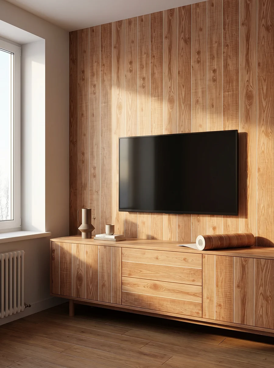 1 Roll Light Pine Wood Grain Contact Paper, Peel & Stick Waterproof Wallpaper for Cabinets Countertops Furniture Renovation