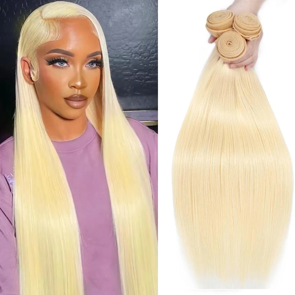 

613 Светлый цвет волос Плетение 1/3/4 Пучки плетения костей Прямые волосы Remy Пучок 10–40 дюймов 100% уток человеческих волос для женщин