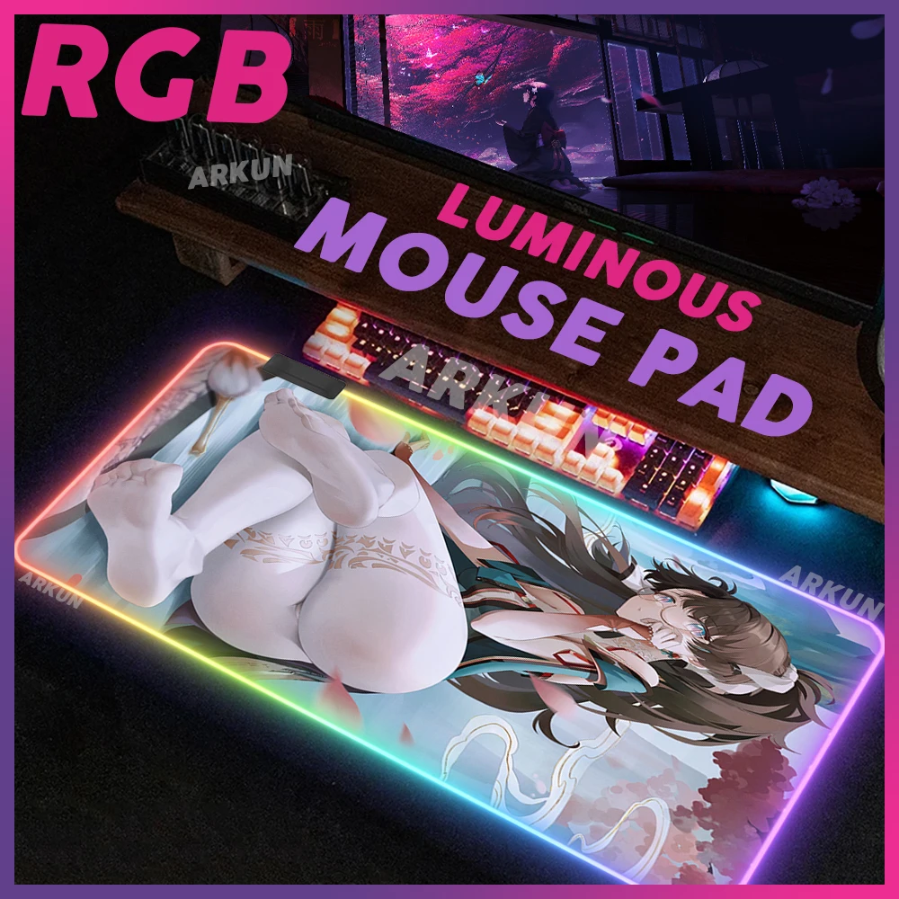 

RGB Sex Kawaii Cute Girl Zhezhi Fashion Cool Wuthering Waves Gaming Mouse Pad Large PC Gamer XXL LED Luminous Table Mouse Mat