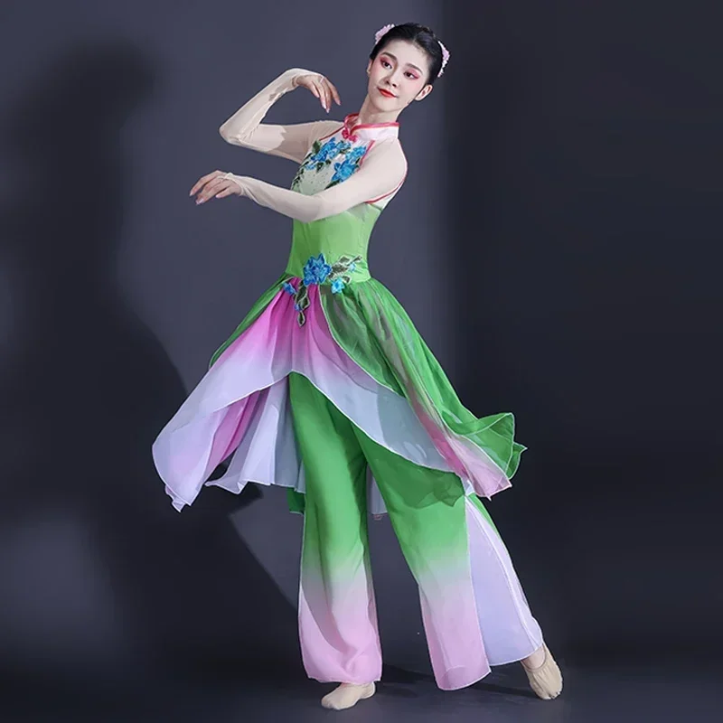

Costume Adult Elegant Fairy Set Ancient Chinese Hanfu Dance Elegant Fan Umbrella Folk Dance Classical Yangko Performance Clothes