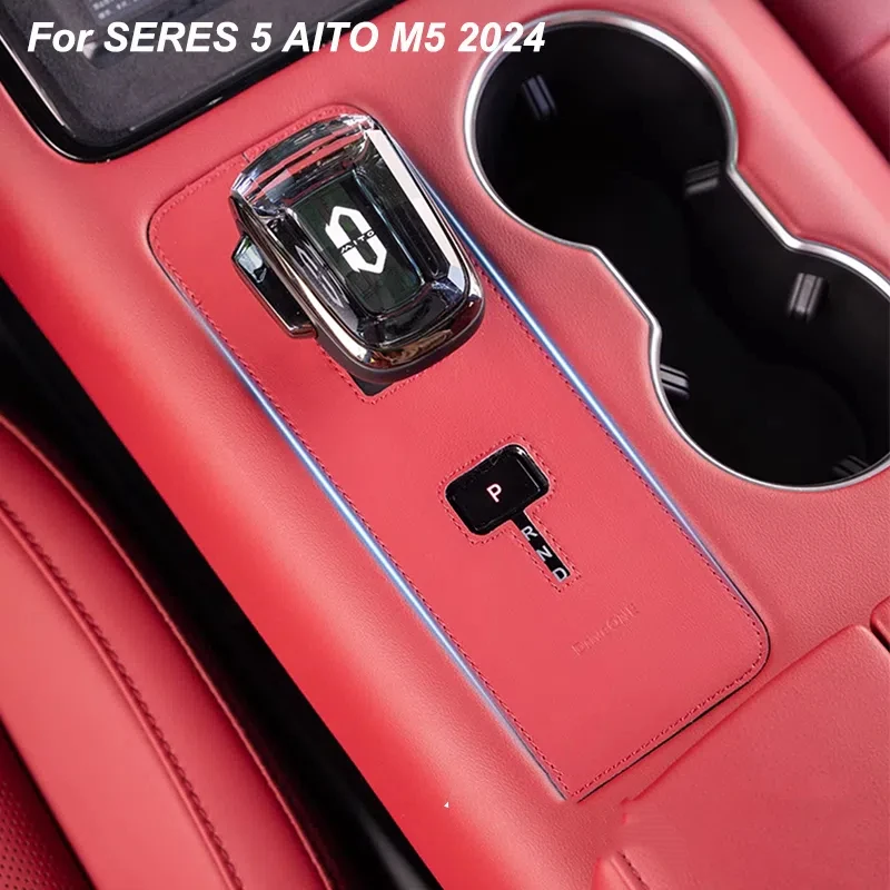 

For SERES 5 AITO M5 2024 Car Gear Shift Panel Leather Protector Interior Accessories