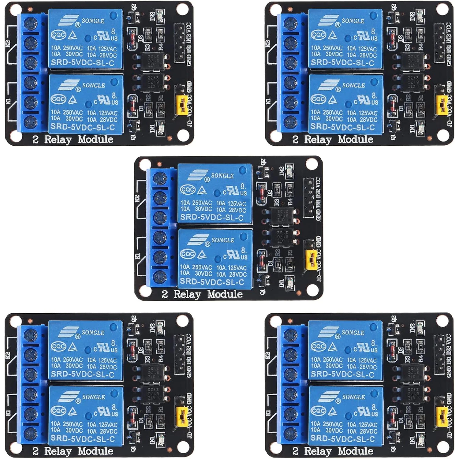 

5pcs 5V 2 Channel 5V Relay Module with Optocoupler Low Level Trigger Expansion Board Compatible with R3 MEGA 2560 1280 DSP ARM