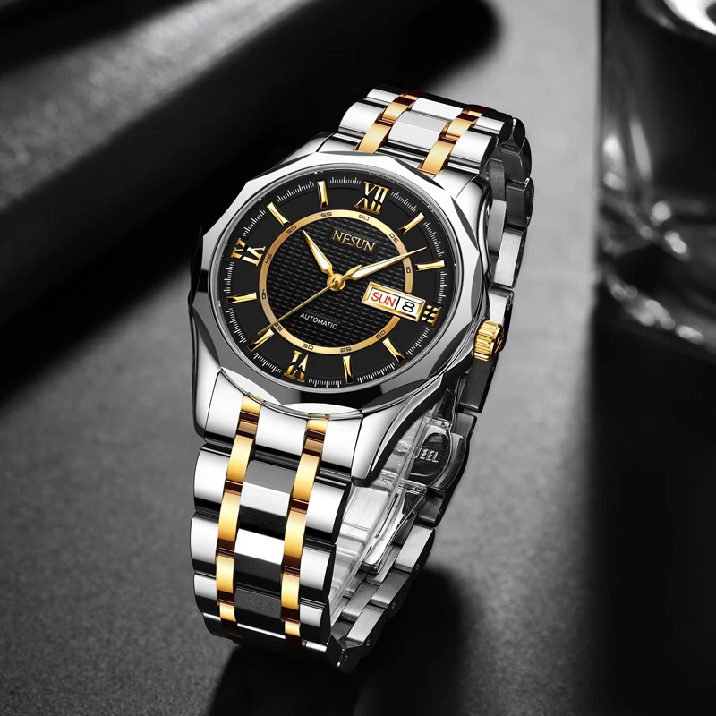 Relojes mecánicos NESUN para hombre, relojes mecánicos completamente automáticos, relojes mecánicos para caballero, relojes mecánicos para hombre