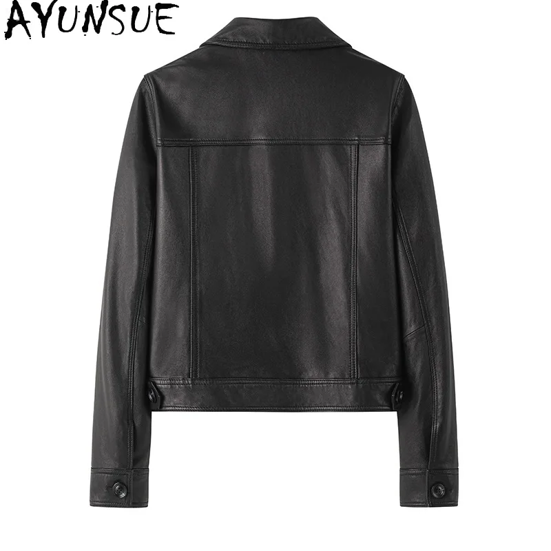 AYUNSUE Real Leather Jacket Women 100% Sheepskin Womens Coats Spring Autumn Clothes Vegetable Tanning Jaqueta Couro Slim Fit